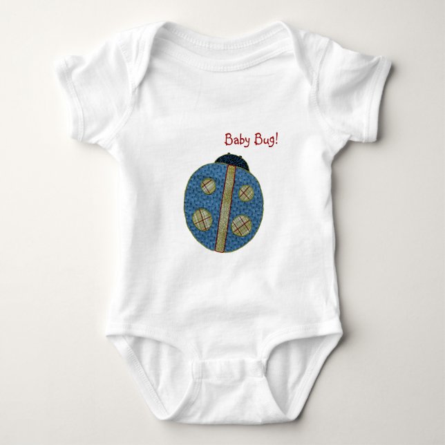 Cute Country Style Blue Ladybug Baby Bug Baby Bodysuit (Front)