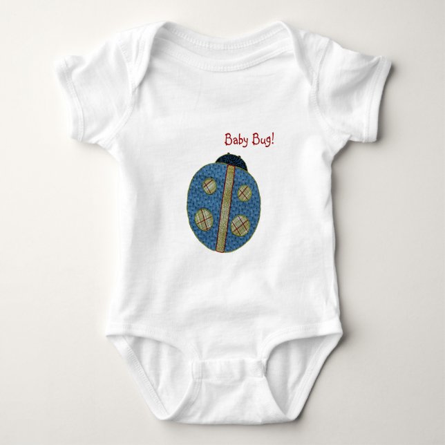 Cute Country Style Blue Ladybug Baby Bug Bodysuit (Front)