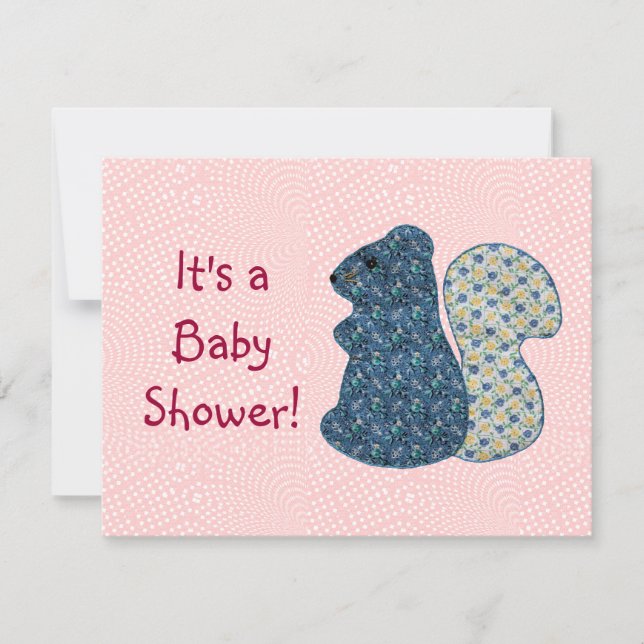 Cute Country Style Blue Squirrel Baby Shower Invitation (Front)