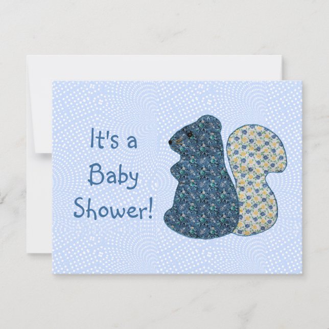 Cute Country Style Blue Squirrel Baby Shower Invitation (Front)