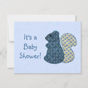 Cute Country Style Blue Squirrel Baby Shower Invitation