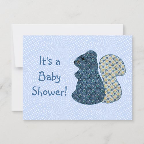 Cute Country Style Blue Squirrel Baby Shower Invitations