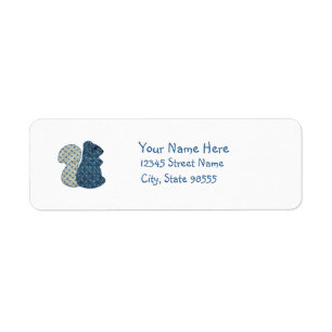 Cute Country Style Blue Squirrel Label