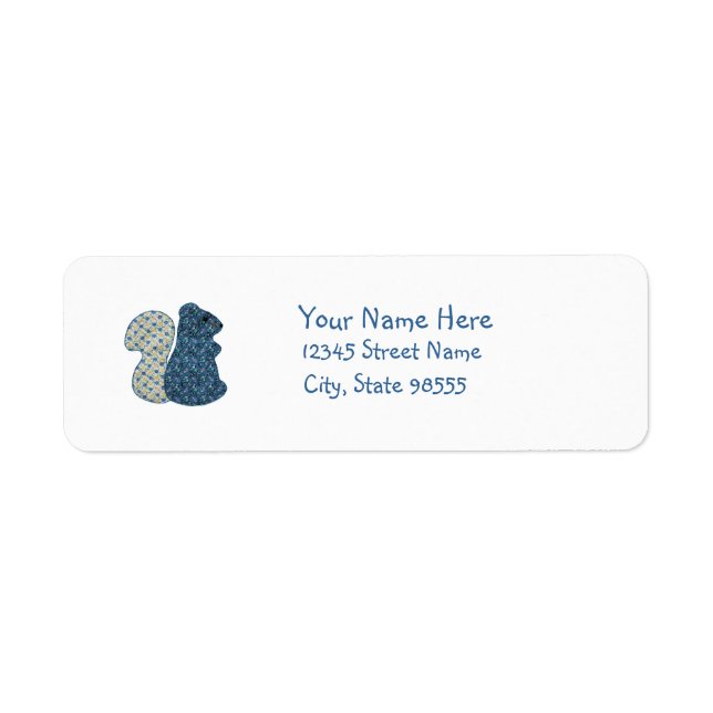 Cute Country Style Blue Squirrel Label (Front)