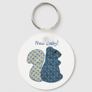 Cute Country Style Blue Squirrel New Baby Keychain