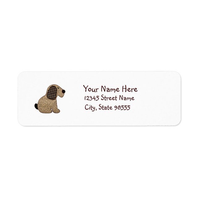 Cute Country Style Gingham Dog Label (Front)