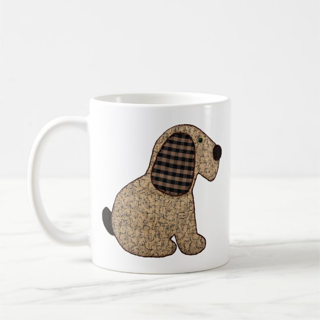 Cute Country Style Gingham Dog New Baby Coffee Mug (Left)