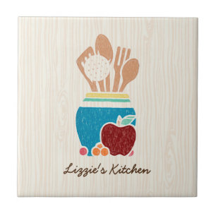 Cute Country Style Kitchen Utensils With Name Ceramic Tile