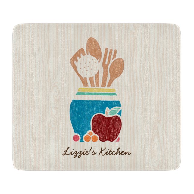 Cute Country Style Kitchen Utensils With Name Cutting Board (Front)