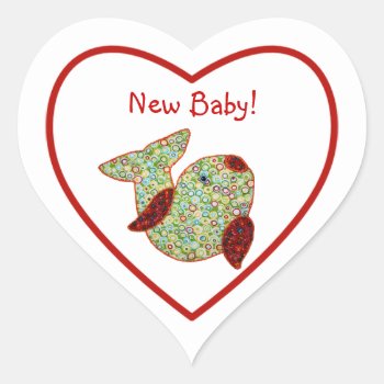 Cute Country Style Patchwork Goldfish New Baby Heart Sticker by PhotographyTKDesigns at Zazzle