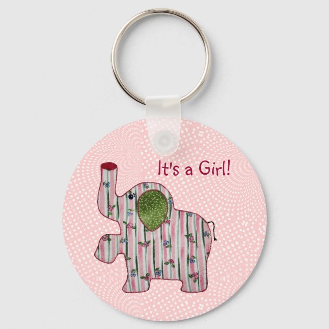 Cute Country Style Pink Elephant Baby Girl Keychain (Front)