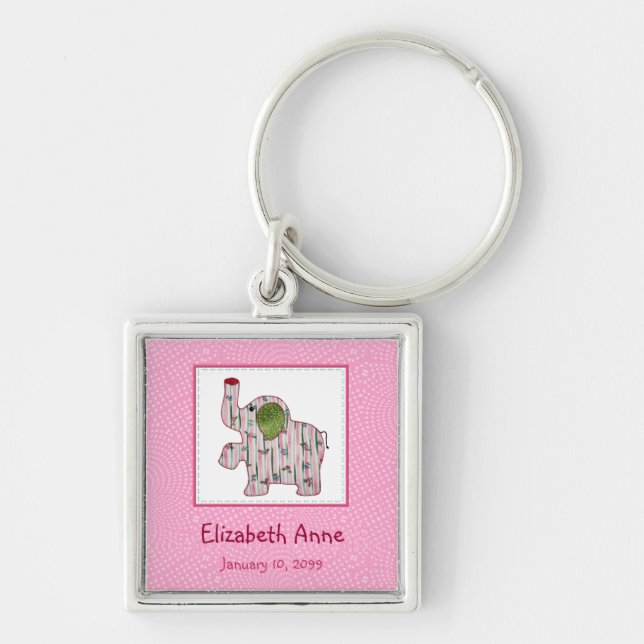 Cute Country Style Pink Elephant New Baby Keychain (Front)