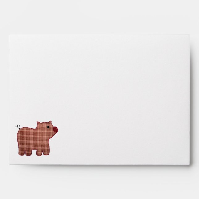 Cute Country Style Pink Plaid Pig Envelope (Front)