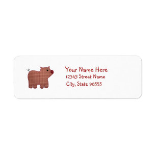 Cute Country Style Pink Plaid Pig With Name Label