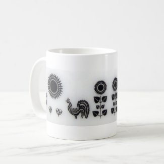 Cute Country Style Rooster and Sunflower Mug