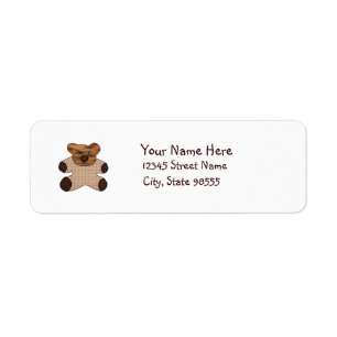 Cute Country Style Teddy Bear Label