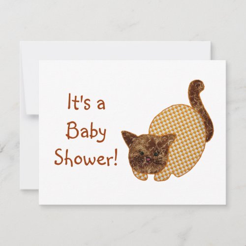 Cute Country Style Yellow Cat Baby Shower Custom Invites