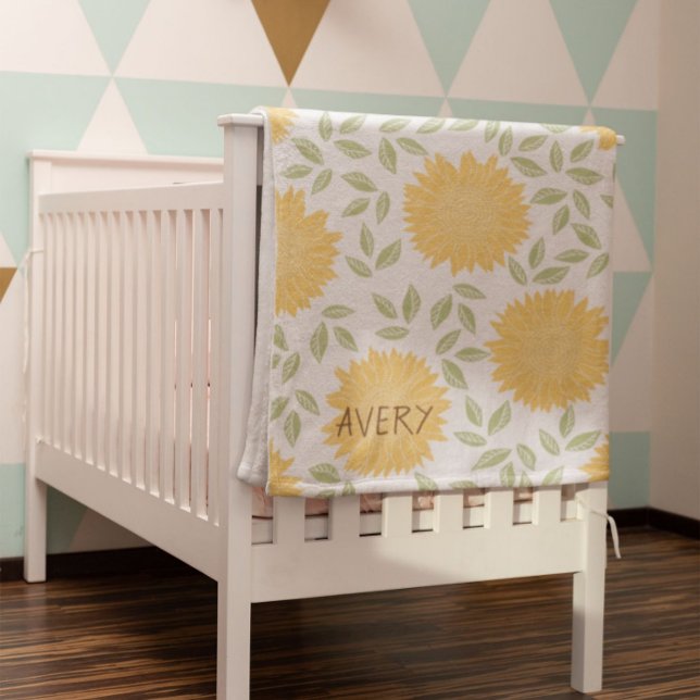Cute Country Sunflower Pattern Personalized Baby Blanket (Creator Uploaded)