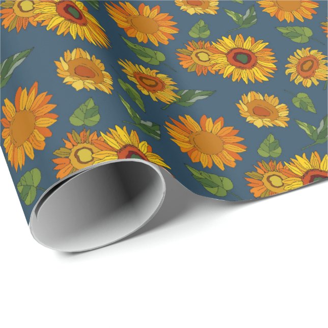 cute Country sunflower tiled pattern  Wrapping Paper (Roll Corner)