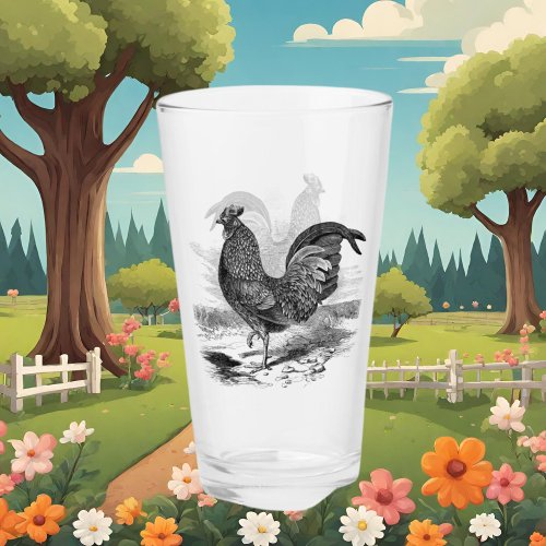 Cute Country vintage rooster glass