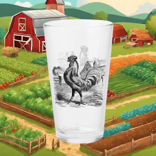 Cute Country vintage rooster glass