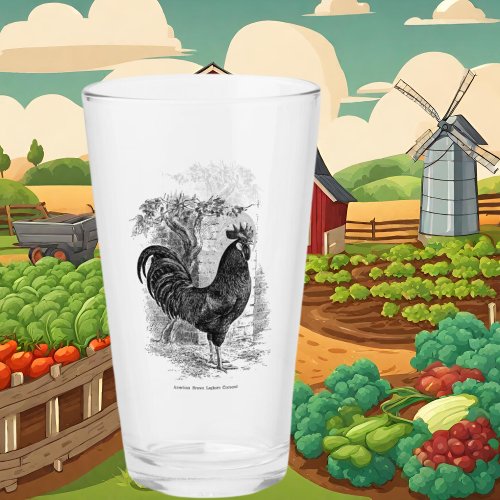 Cute Country vintage rooster glass