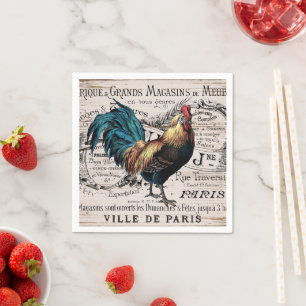 Cute Country Vintage rooster Paris napkins