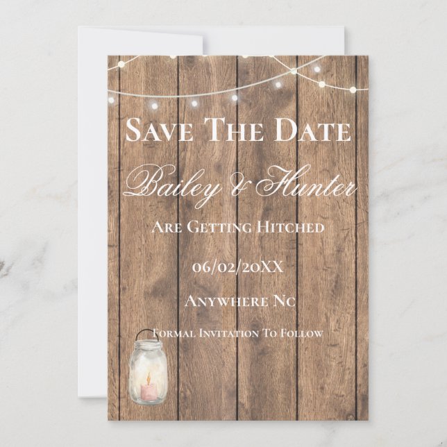 Cute Country Wedding Save the Date Card | Rustic  (Front)