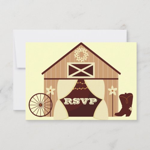 Cute Country Western Cowboy Wedding RSVP Card