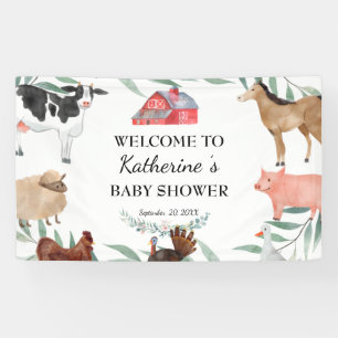 Cute Countryside Baby Shower On The Farm Backdrop Banner