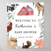 Cute Countryside Baby Shower On The Farm Welcome Poster
