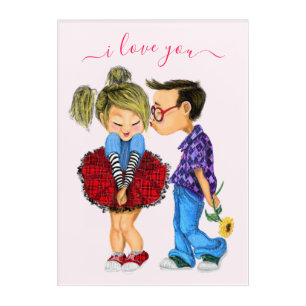 Cute Couple Acrylic Print - I Love You