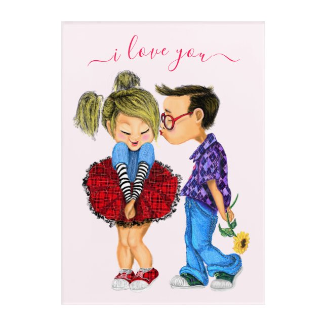 Cute Couple Acrylic Print - I Love You (Front)
