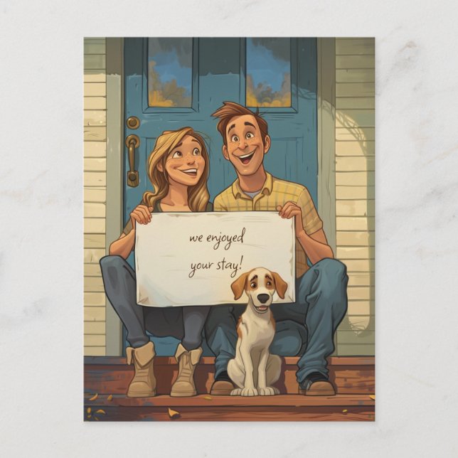 Cute Couple and the Puppy Postcard (Front)