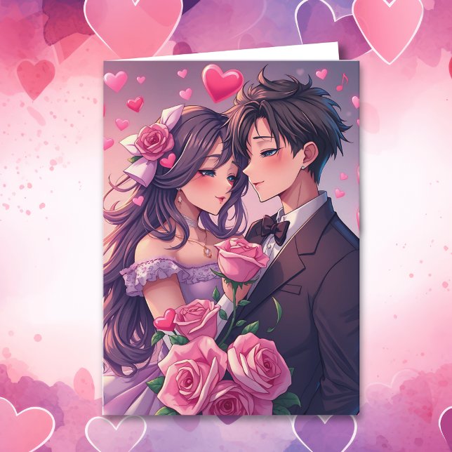 Cute Couple Anime Personalized Valentine's Day Card (Creator Uploaded)