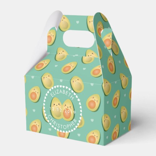 Cute Couple Avocados Lets Avocuddle Wedding Party Favor Boxes