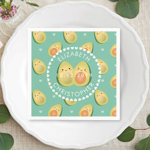 Cute Couple Avocados Let's Avocuddle Wedding Party Napkins