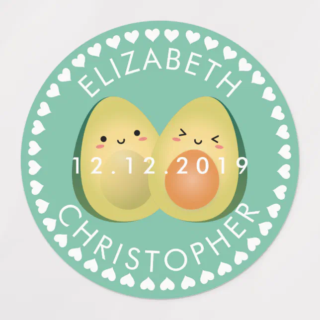 Cute Couple Avocuddle Funny Avocados Wedding Favor Labels Zazzle