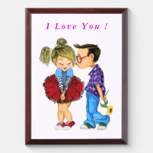 Cute Couple Award Plaque with Text - I Love You