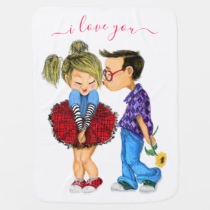 Cute Couple Baby Blanket - I Love You