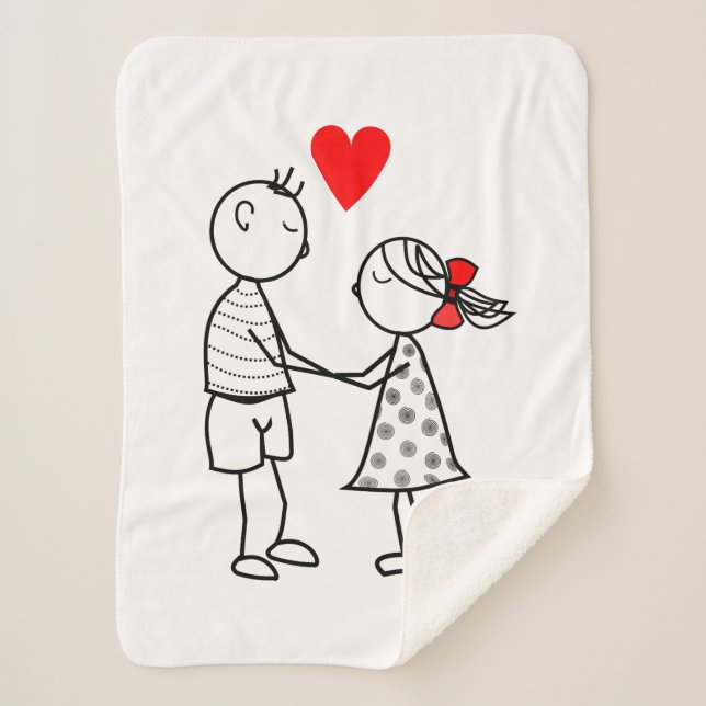 Cute Couple Baby Sherpa Blanket (Front)