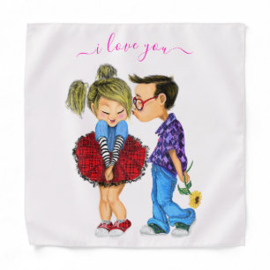 Cute Couple Bandana - I love You