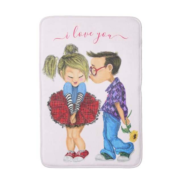 Cute Couple Bath Mat - I Love You (Front Vertical)