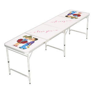 Cute Couple Beer Pong Table with Text - I Love You