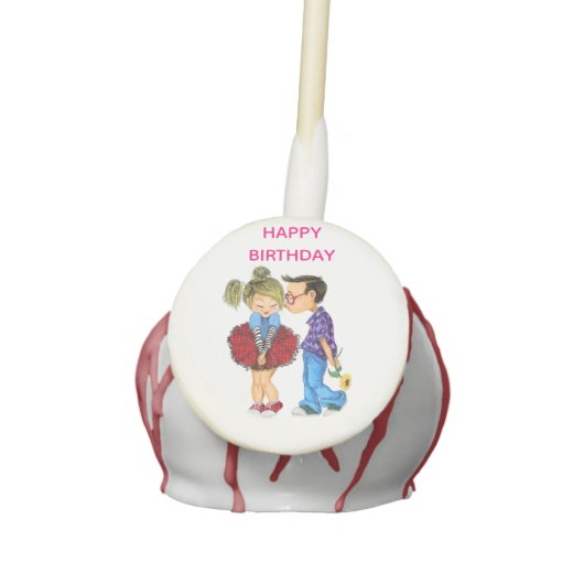 Cute Couple Birthday Cake Pops (Front)