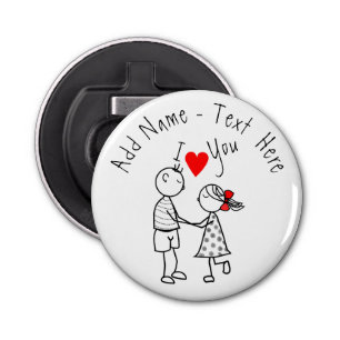Cute Couple Bottle Opener Magnet Gift Custom Text