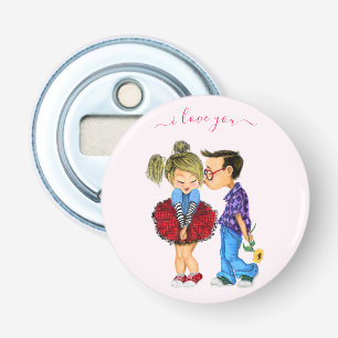 Cute Couple Bottle Opener Magnet - I Love You