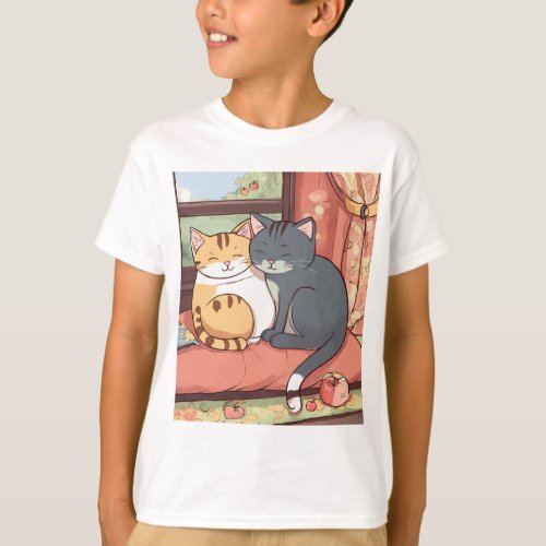 cute couple cats T_Shirt