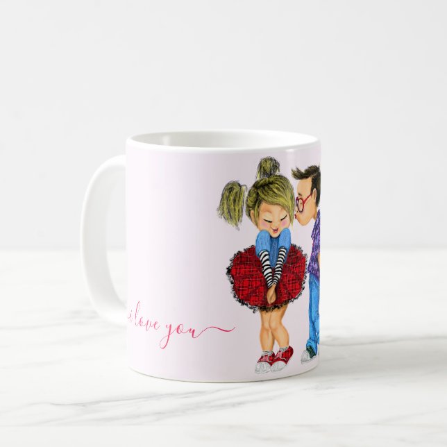 Cute Couple Coffee Mug - I Love You (Front Left)