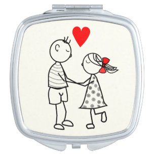 Cute Couple Compact Mirror